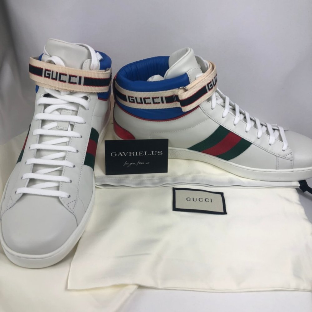 🥳💕HOST PIC💕🥳 Gucci Stripe Ace High- Top Sneakers NEW IN BOX - Picture 8 of 10